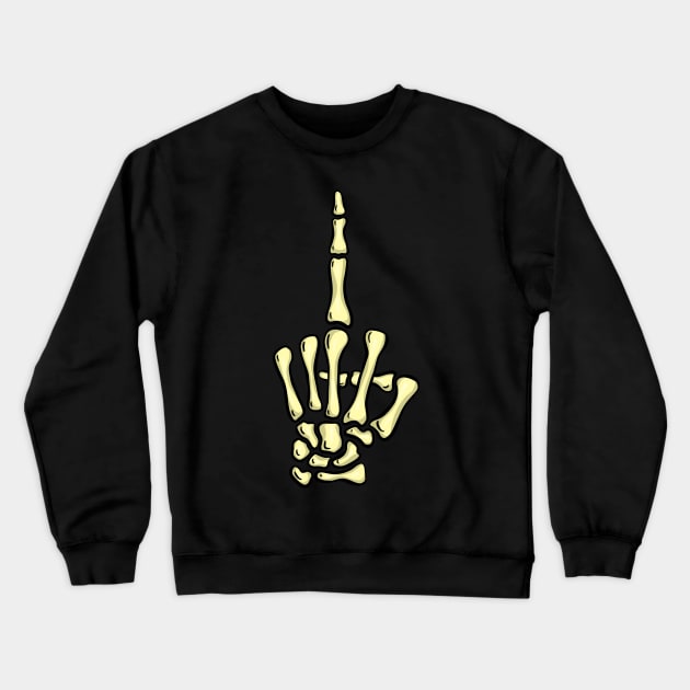 The Middle Finger Creepy Halloween Skeleton Hand Gesture Swearing Crewneck Sweatshirt by Squeeb Creative